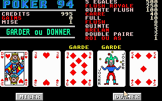 Poker 94 atari screenshot